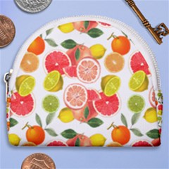 Citrus Fruit Seamless Pattern Horseshoe Style Canvas Pouch by Wegoenart