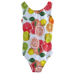 Citrus Fruit Seamless Pattern Kids  Cut-out Back One Piece Swimsuit by Wegoenart