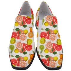 Citrus Fruit Seamless Pattern Women Slip On Heel Loafers by Wegoenart