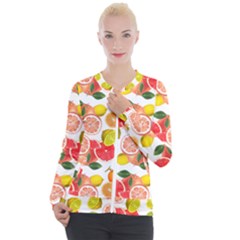 Citrus Fruit Seamless Pattern Casual Zip Up Jacket by Wegoenart