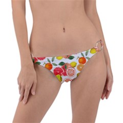 Citrus Fruit Seamless Pattern Ring Detail Bikini Bottom by Wegoenart