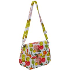 Citrus Fruit Seamless Pattern Saddle Handbag by Wegoenart