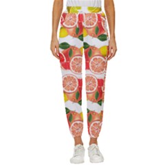 Citrus Fruit Seamless Pattern Cropped Drawstring Pants by Wegoenart