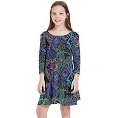 Background Pattern Texture Design Kids  Quarter Sleeve Skater Dress by Wegoenart