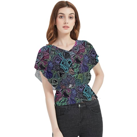 Background Pattern Texture Design Butterfly Chiffon Blouse by Wegoenart