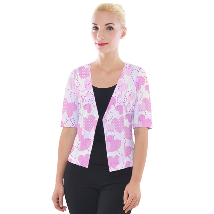 Valentine-background-hearts-bokeh Cropped Button Cardigan