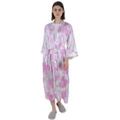 Valentine-background-hearts-bokeh Maxi Satin Kimono by Zezheshop