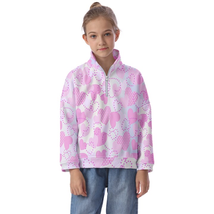 Valentine-background-hearts-bokeh Kids  Half Zip Hoodie