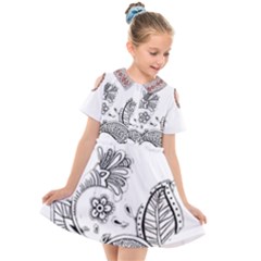 IM Fourth Dimension Black White 28 Kids  Short Sleeve Shirt Dress