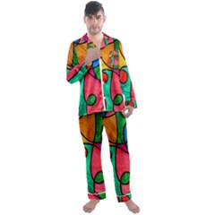 Abstract,e1 Men s Long Sleeve Satin Pajamas Set by nateshop