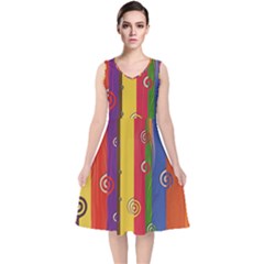 Abstract-e2 V-neck Midi Sleeveless Dress  by nateshop