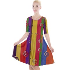 Abstract-e2 Quarter Sleeve A-line Dress by nateshop