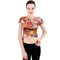 Abstract-ilustrasi Crew Neck Crop Top by nateshop