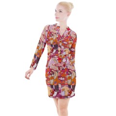 Abstract-ilustrasi Button Long Sleeve Dress by nateshop