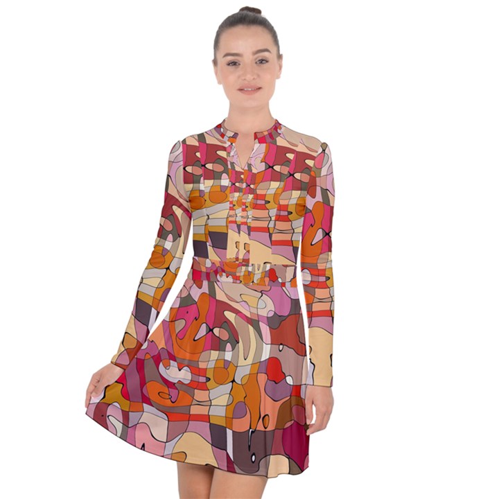 Abstract-ilustrasi Long Sleeve Panel Dress