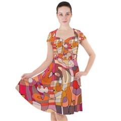 Abstract-ilustrasi Cap Sleeve Midi Dress by nateshop