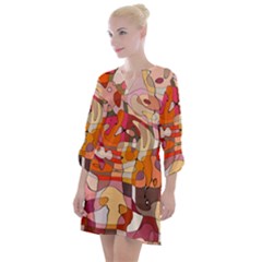 Abstract-ilustrasi Open Neck Shift Dress by nateshop