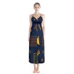 Abstract-geometric Button Up Chiffon Maxi Dress by nateshop