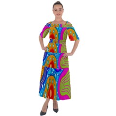 Abstract-tekstur Shoulder Straps Boho Maxi Dress 