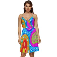 Abstract-tekstur V-neck Pocket Summer Dress  by nateshop