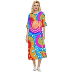 Abstract-tekstur Double Cuff Midi Dress by nateshop