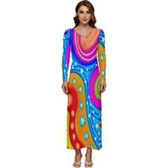 Abstract-tekstur Long Sleeve Velour Longline Maxi Dress by nateshop