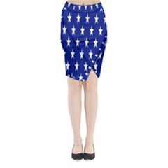 Banner-star Blue Midi Wrap Pencil Skirt by nateshop