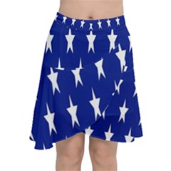 Banner-star Blue Chiffon Wrap Front Skirt by nateshop