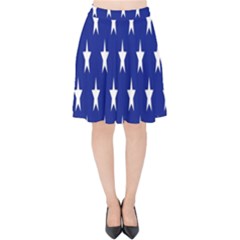 Banner-star Blue Velvet High Waist Skirt by nateshop