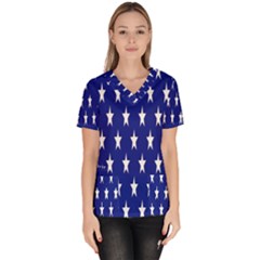 Banner-star Blue Women s V-neck Scrub Top by nateshop