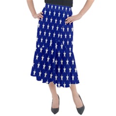 Banner-star Blue Midi Mermaid Skirt by nateshop