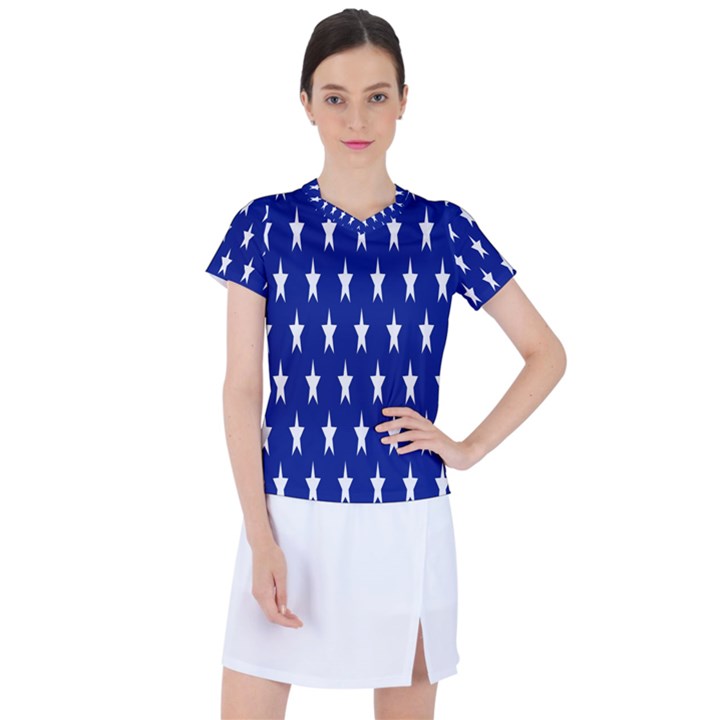 Banner-star Blue Women s Sports Top