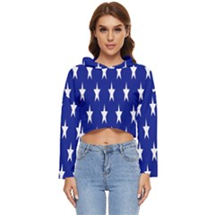 Banner-star Blue Women s Lightweight Cropped Hoodie by nateshop