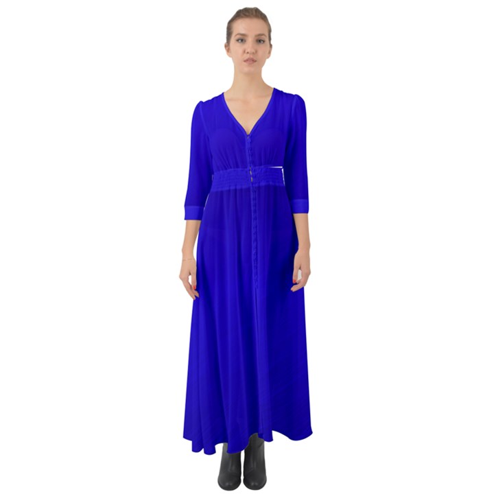 Blue Button Up Boho Maxi Dress