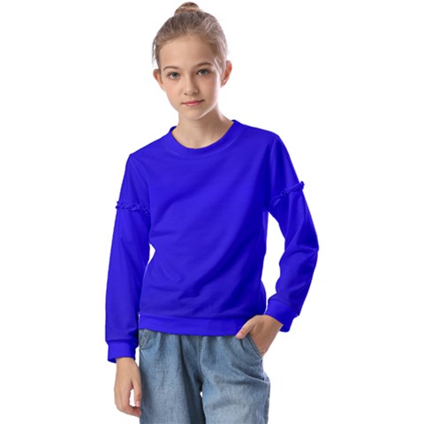 Blue Kids  Long Sleeve Tee With Frill  by nateshop