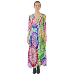 Circles-calor Button Up Boho Maxi Dress by nateshop