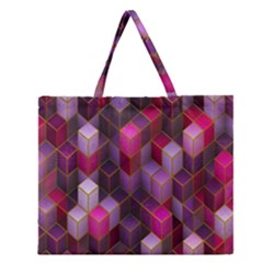 Cube-surface Zipper Large Tote Bag by nateshop