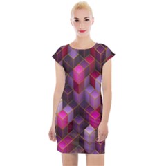 Cube-surface Cap Sleeve Bodycon Dress by nateshop