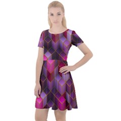 Cube-surface Cap Sleeve Velour Dress  by nateshop