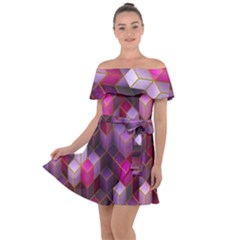 Cube-surface Off Shoulder Velour Dress by nateshop