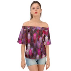 Cube-surface Off Shoulder Short Sleeve Top by nateshop