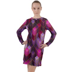 Cube-surface Long Sleeve Hoodie Dress by nateshop