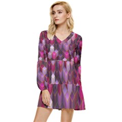 Cube-surface Tiered Long Sleeve Mini Dress by nateshop