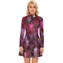 Cube-surface Long Sleeve Velour Longline Dress View1