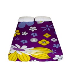 Floral-purple Yellow Fitted Sheet (full/ Double Size) by nateshop