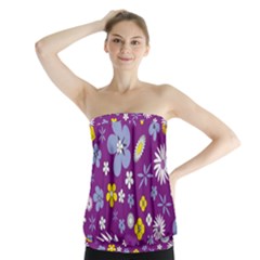 Floral-purple Yellow Strapless Top by nateshop