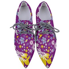 Floral-purple Yellow Pointed Oxford Shoes by nateshop