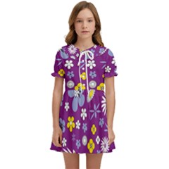 Floral-purple Yellow Kids  Sweet Collar Dress by nateshop