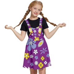 Floral-purple Yellow Kids  Apron Dress