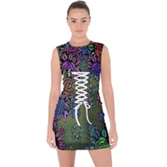 Flowers Lace Up Front Bodycon Dress by nateshop